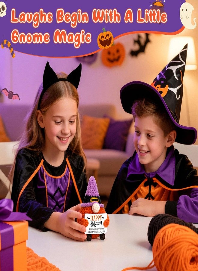 BVXFR Mini Halloween Gnome Witch Hat Boo Basket Stuffers Gifts for Women Men Spooky Halloween Decorations Indoor Gifts for Teen Girl Boy Kid Friend, Handmade Crochet Gnome Pumpkin Decor - Image 5
