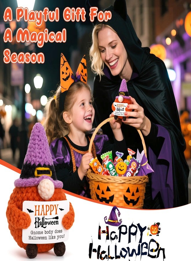 BVXFR Mini Halloween Gnome Witch Hat Boo Basket Stuffers Gifts for Women Men Spooky Halloween Decorations Indoor Gifts for Teen Girl Boy Kid Friend, Handmade Crochet Gnome Pumpkin Decor - Image 3