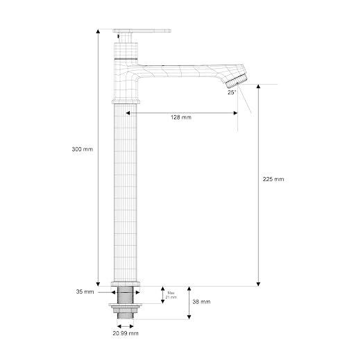 Pixaflo Curio Brass Extended Tall Body Pillar Cock 12 inch Tap for Wash Basin | Deck Mounted | Cold Water Tap (Not Hot & Cold Mixer) | Counter Top/Table Top Faucet | Foam Flow | Chrome Finish - Image 3
