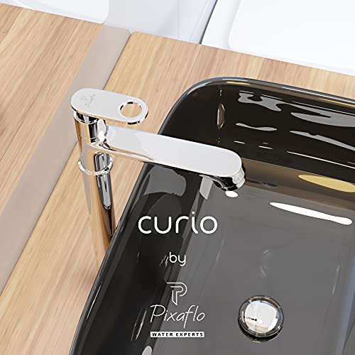 Pixaflo Curio Brass Extended Tall Body Pillar Cock 12 inch Tap for Wash Basin | Deck Mounted | Cold Water Tap (Not Hot & Cold Mixer) | Counter Top/Table Top Faucet | Foam Flow | Chrome Finish - Image 2