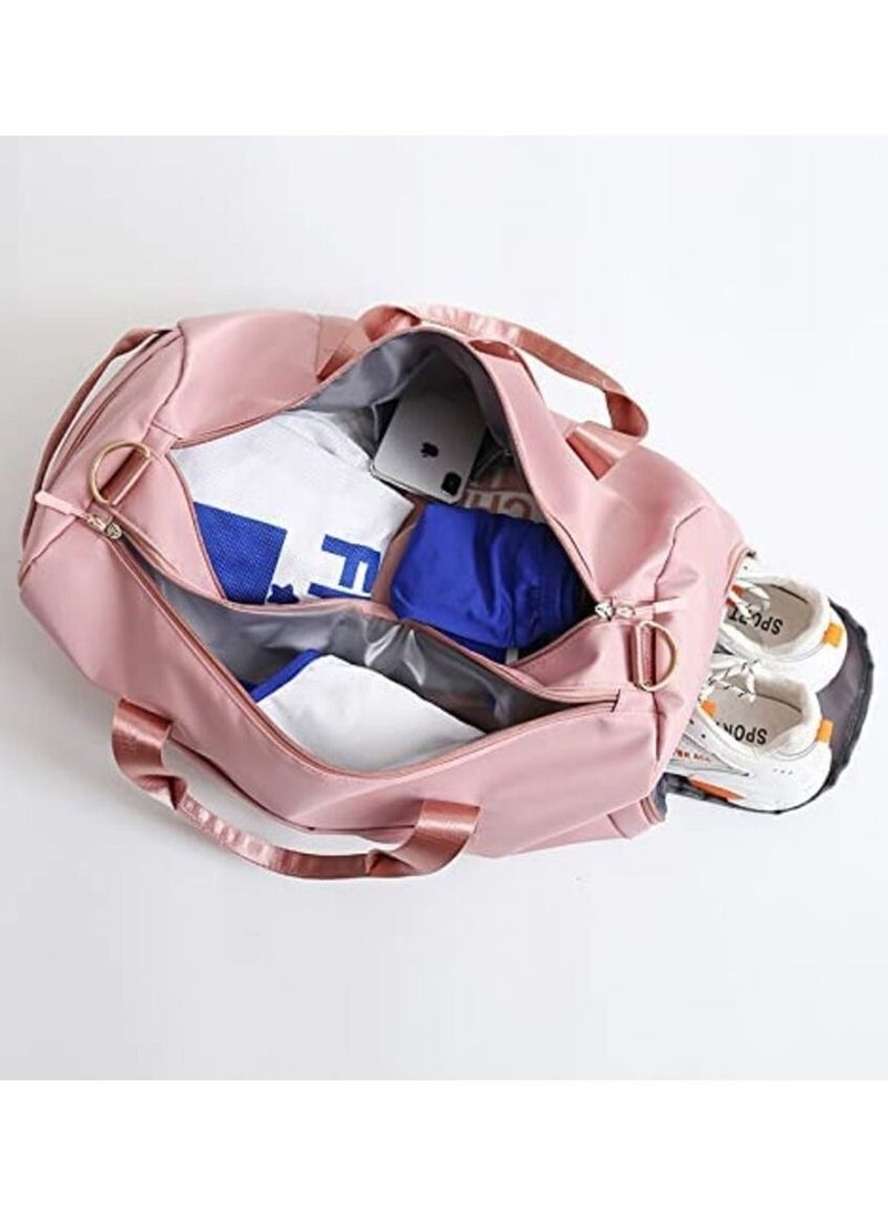 MahMir - Gym Bag with Shoes Compartment, Sports Bag with Waterproof Pocket for Wet Towels, Travel Duffel Bag for Men and Women by MahMir (Pink) - Image 1