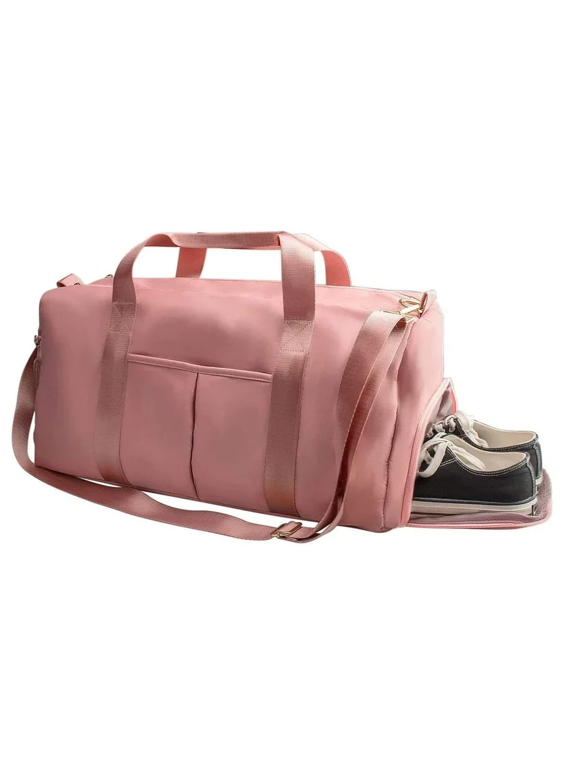 MahMir Gym Bag with Shoes Compartment, Sports Bag with Waterproof Pocket for Wet Towels, Travel Duffel Bag for Men and Women by MahMir (Pink)