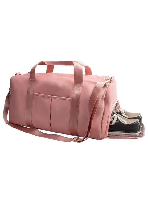 Gym Bag with Shoes Compartment, Sports Bag with Waterproof Pocket for Wet Towels, Travel Duffel Bag for Men and Women by MahMir (Pink)