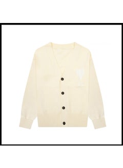 Trendy Brand Love Knit Cardigan Oversized V-Neck Sweater Apricot color [a5 style]