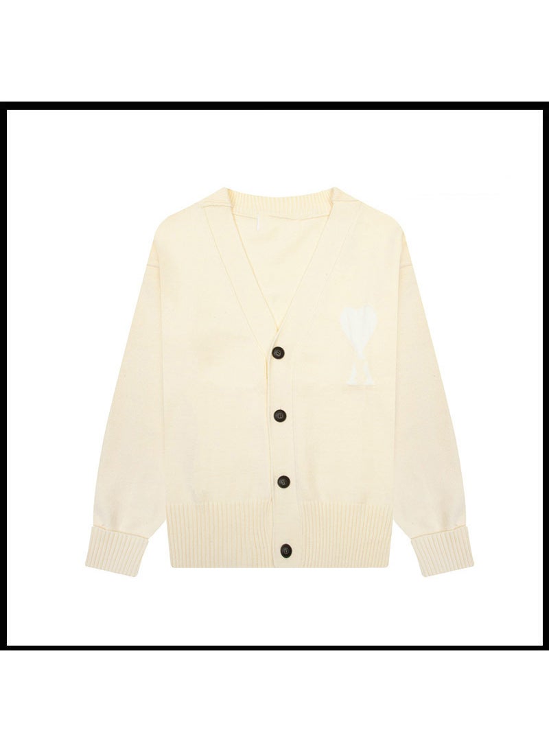Generic - Trendy Brand Love Knit Cardigan Oversized V-Neck Sweater Apricot color [a5 style] - Image 1