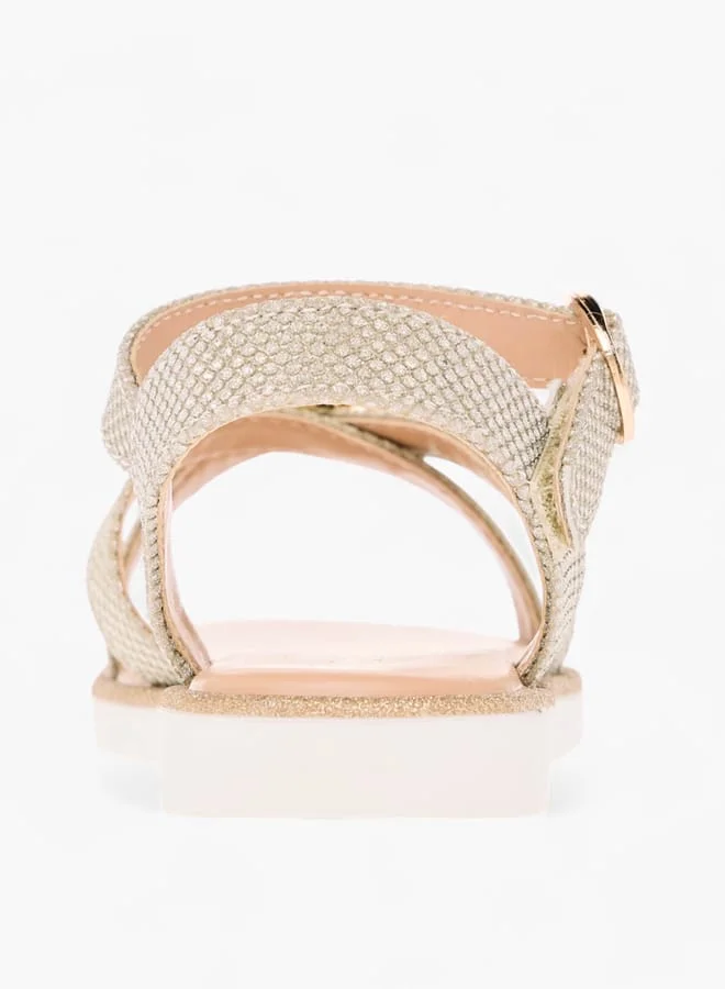 جونيورز صنادل بناتي مزينة بفراشات بإغلاق لاصق