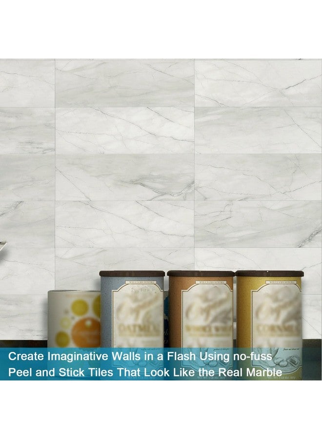 Benice BeNice Peel and Stick Backsplash for Kitchen Tile,Peel and Stick Tiles for Walls Tile Stickers Waterproof Marble Tile Backsplash 3.85"x11.73"(16Tiles) White Gray  - Image 5