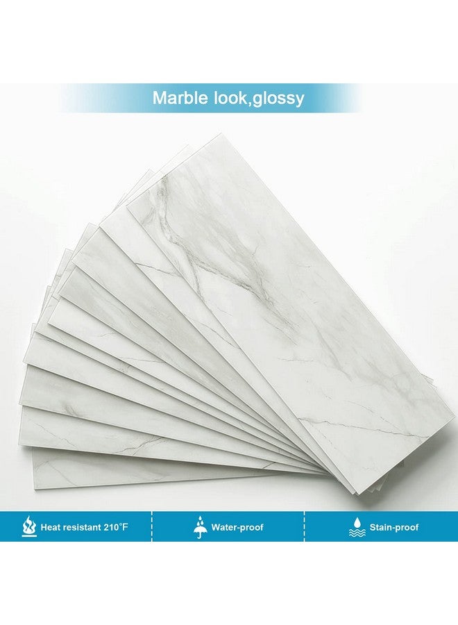 Benice BeNice Peel and Stick Backsplash for Kitchen Tile,Peel and Stick Tiles for Walls Tile Stickers Waterproof Marble Tile Backsplash 3.85"x11.73"(16Tiles) White Gray  - Image 2