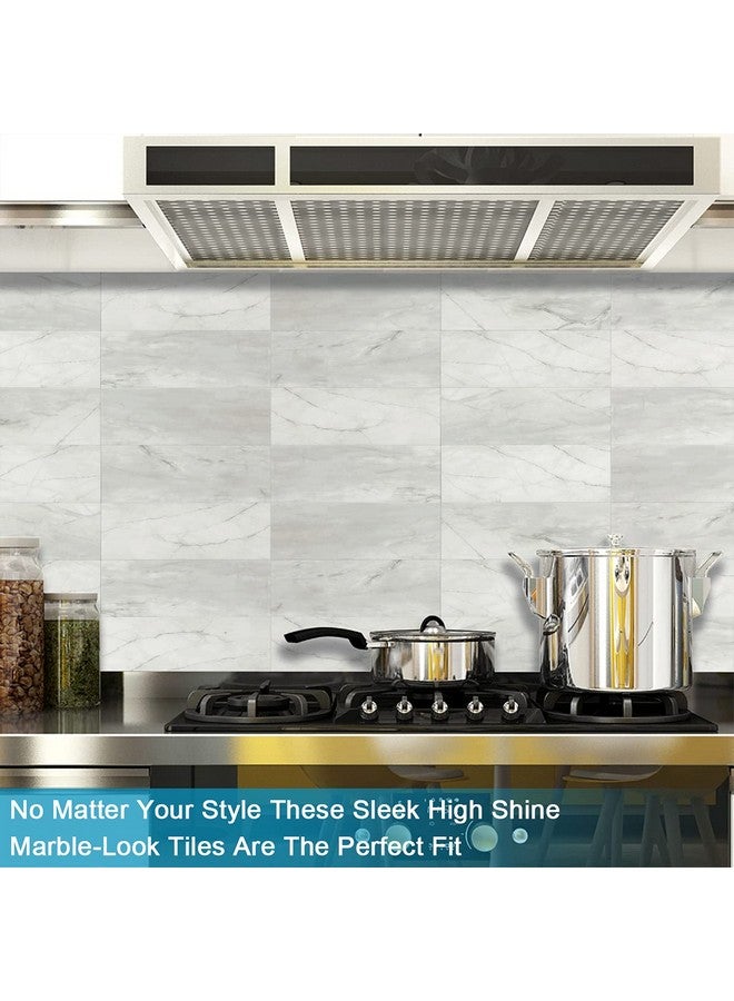 Benice BeNice Peel and Stick Backsplash for Kitchen Tile,Peel and Stick Tiles for Walls Tile Stickers Waterproof Marble Tile Backsplash 3.85"x11.73"(16Tiles) White Gray  - Image 4