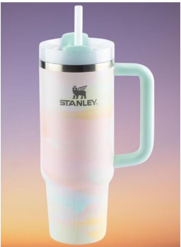Stanley Quencher H2.0 40oz Vacuum Insulated Tumbler – Brush Strokes Travel Mug with Reusable Lid and Straw for Water, Coffee, Smoothies, and Iced Tea – Durable, Stylish, and Leakproof - Image 1