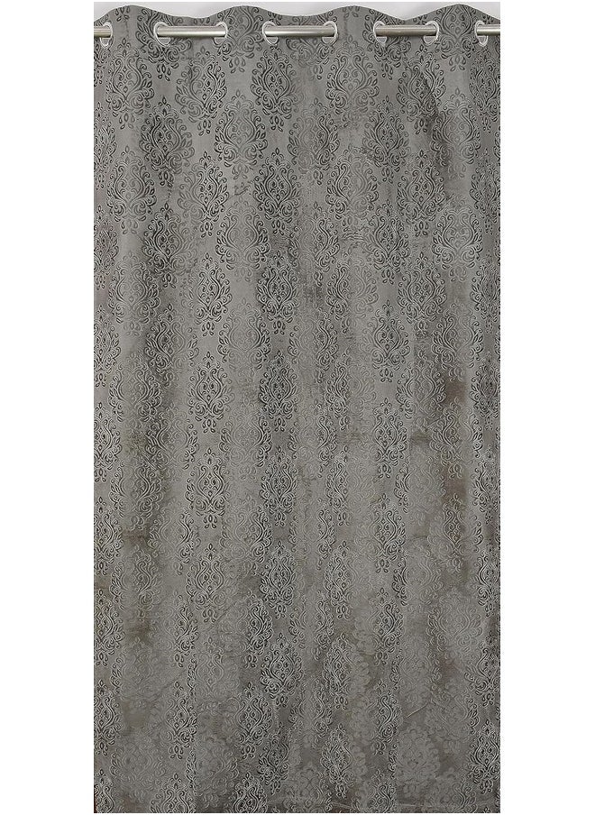 بوراف لايت - ستائر باب Purav Light Suede Velvet Embossed بطول 7 أقدام لغرفة المعيشة وغرفة النوم، باللون الرمادي، مجموعة من قطعتين - Image 1