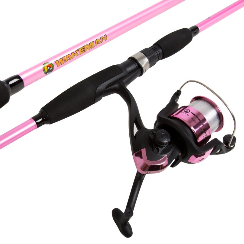 Wakeman Fishing Rod and Reel Combo - Strike Series Medium Action 78-Inch Spinning Reel Pole - Fishing Gear for Bass, Trout, and Lake by Wakeman (Hot Pink) - Image 1