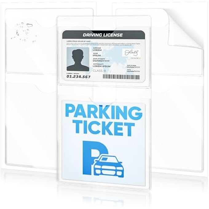 rayihni 3 PCS Car Permit Holders Parking Permit Holders Insurance Document Holder 2 Pocket Windscreen Card Holder Clear Pvc Self Adhesive Easy To Install Replace Suitable For Car Van Truck - Image 1
