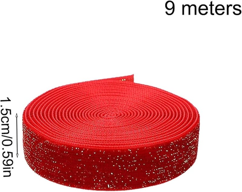 Dark Red Velvet Ribbon 3 Rolls 9M For Gift Bouquet Wrapping Color A02 - Image 4