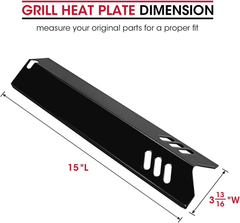 Unicook 4 Pack 15 Inch Grill Heat Plates Replacement Parts for Dyna-Glo DGF510SSP, DGF493BNP, Porcelain Grill Burner Covers, BBQ Heat Shields for Uniflame GBC1460W - Image 2