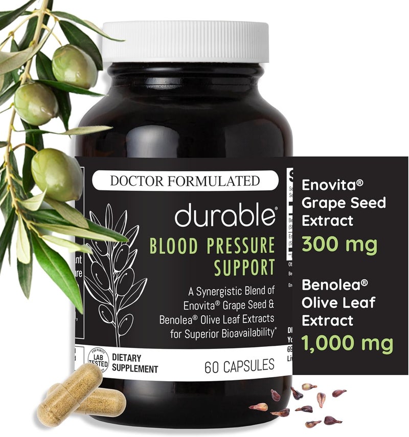Durable Blood Pressure  Benolea Olive Leaf  Enovita Grape Seed Extract TwoinOne Formula Boosts Nitric Oxide Supports Vascular Health Made in USA DoctorFormulated 60 Count Pack of 3 - Image 2