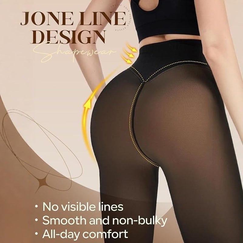 Apriddeo One-Seam Fake Sheer Fleece Lined Tights for Women, Thermal Leggings with Tummy Control & Butt Lifting - Image 3