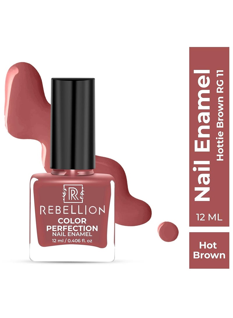 Rebellion Color Perfection Nail Enamel 12ml Hot Brown Hottie Brown RG11 - Image 2