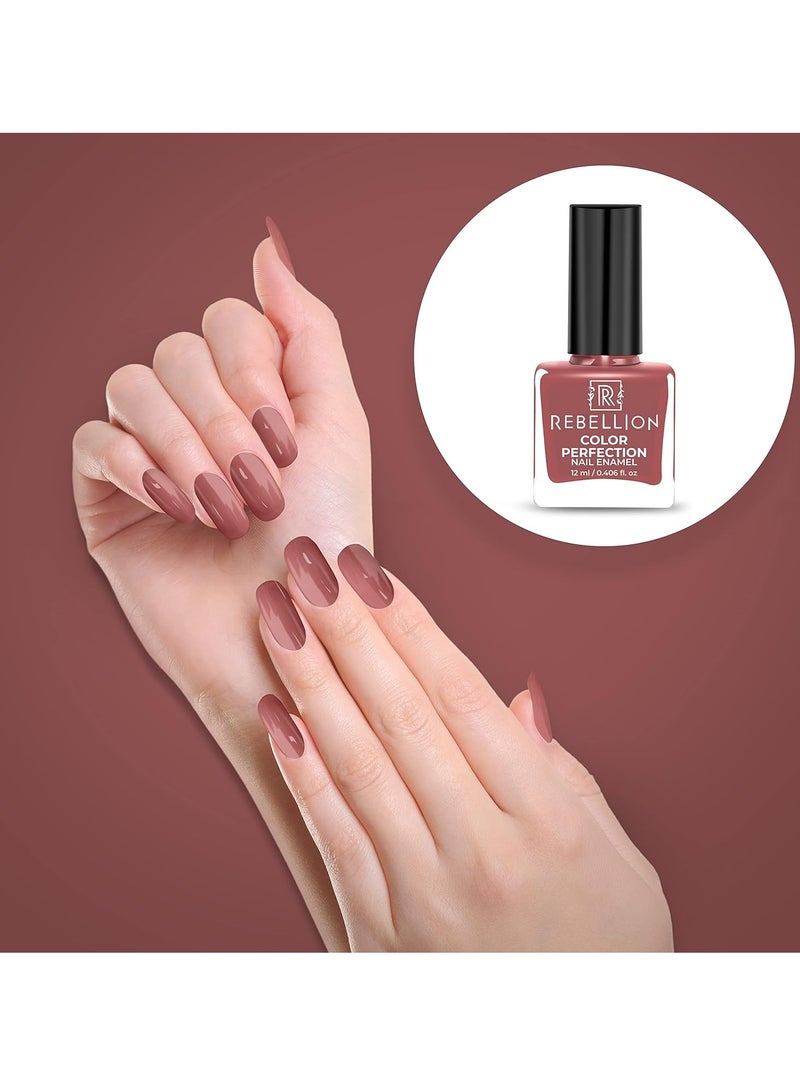Rebellion Color Perfection Nail Enamel 12ml Hot Brown Hottie Brown RG11 - Image 3
