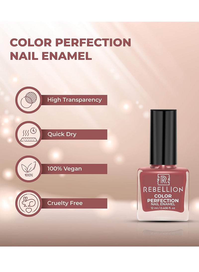 Rebellion Color Perfection Nail Enamel 12ml Hot Brown Hottie Brown RG11 - Image 4