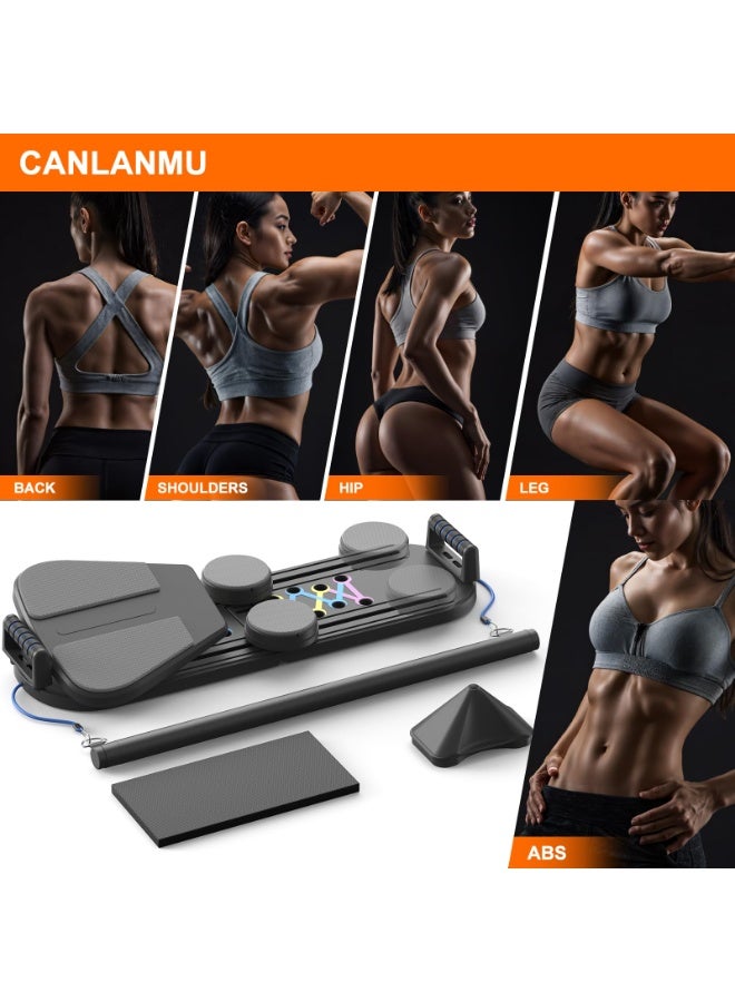 Axpeih Pilates Board, 7-in-1 Pilates Reformer Set, Foldable Pilates Board for Home Workout with Adjustable Resistance, Timer, and Multifunctional Equipment (Black) - Image 4