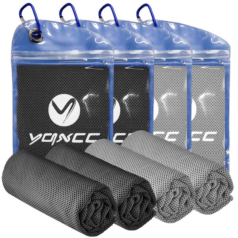 YQXCC 4 Pack Cooling Towels | 40"x12" | Cool for Neck and Face | Microfiber Soft Breathable Chilly | for Yoga, Sport, Golf, Gym, Camping, Running & More Activities - Image 1