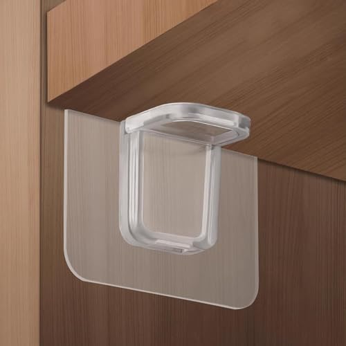 GRISHVA Pack Of 10 Self Adhesive Shelf Support Partition Hook Punch Free Brackets For Kitchen Cabinet, Book Shelves, Black - Image 1