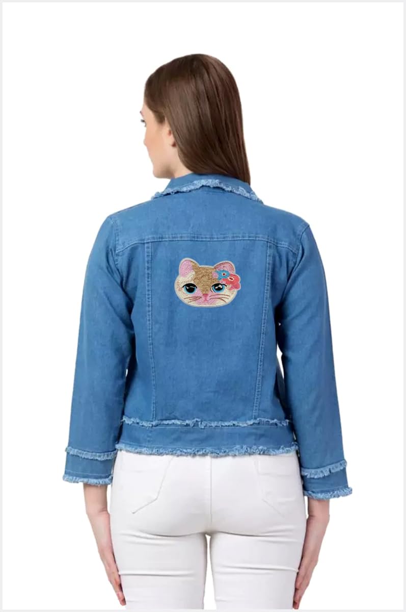 Generic Cat with Flowers Animal Applique Embroidered Sew-on Patch ; Size: 14.5cm x 12cm for Jackets, Bags, T-Shirts, Jeans, Outdoor Clothing ; Imported from Malaysia (1 Piece). (Code: L-26)  - Image 3