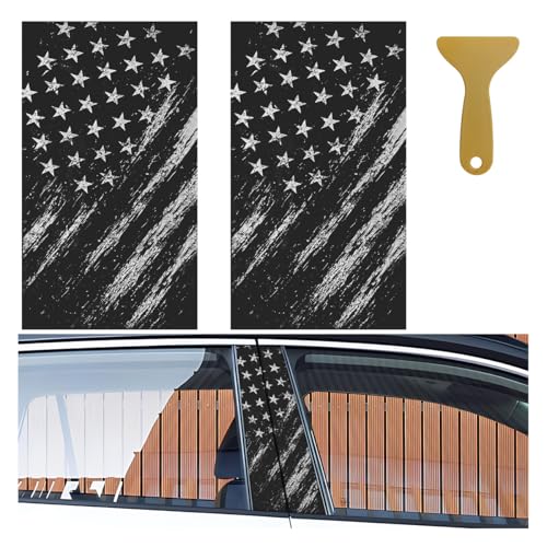 Tuxihapp 2PCS American Flag Car BPillar Sticker Decal 18497 Vinyl Wrap Auto Center Pillar Sticker Waterproof Auto Side Door Trim Decoration Decal Personalized Car Door Pillar Stickers K13 - Image 1