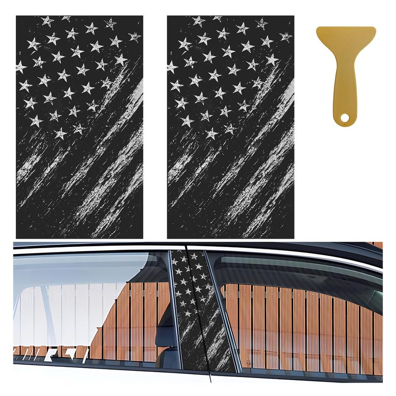 Tuxihapp 2PCS American Flag Car BPillar Sticker Decal 18497 Vinyl Wrap Auto Center Pillar Sticker Waterproof Auto Side Door Trim Decoration Decal Personalized Car Door Pillar Stickers K13 - Image 3