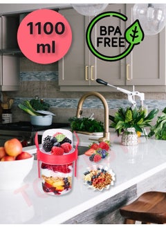 Bpa Free Yogurt Muesli Salad Fruit Storage Container with Lid and Fork & Spoon for Diet Meals & Breakfast