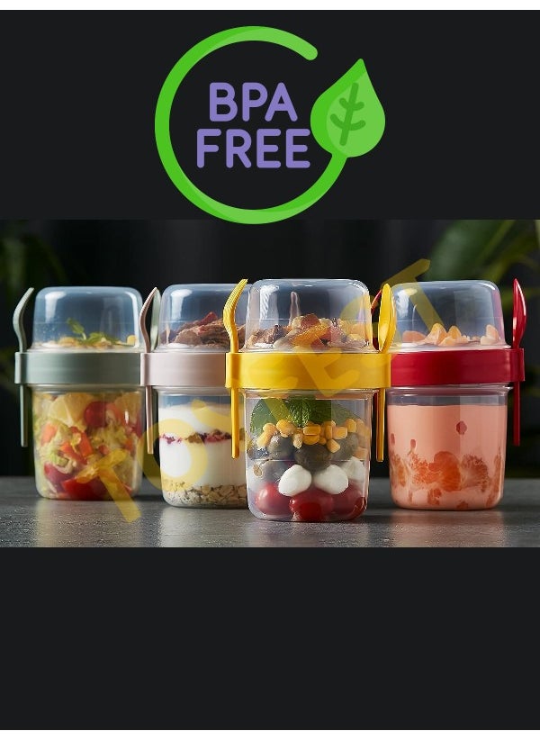 Toyfest - Bpa Free Yogurt Muesli Salad Fruit Storage Container with Lid and Fork & Spoon for Diet Meals & Breakfast - Image 1