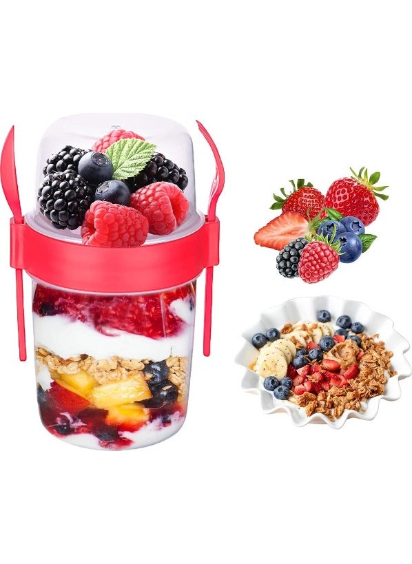 Toyfest - Bpa Free Yogurt Muesli Salad Fruit Storage Container with Lid and Fork & Spoon for Diet Meals & Breakfast - Image 1