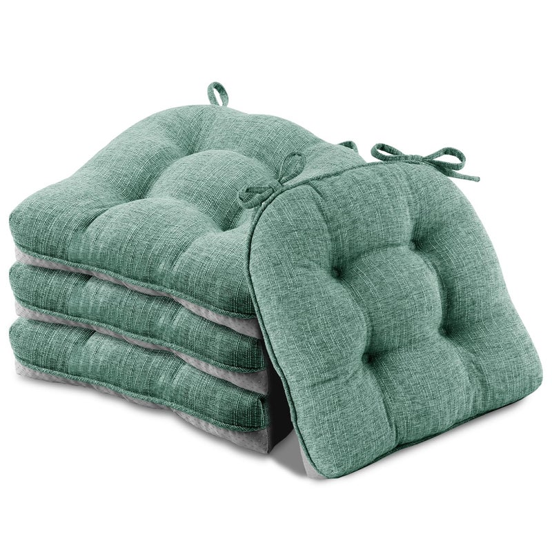 Basic Beyond Chair Cushions for Dining Chairs 4 Pack Chair Cushion with Ties and Non Slip Backing 155 x 155 inches Tufted Chair Pads for Dining ChairsGreen