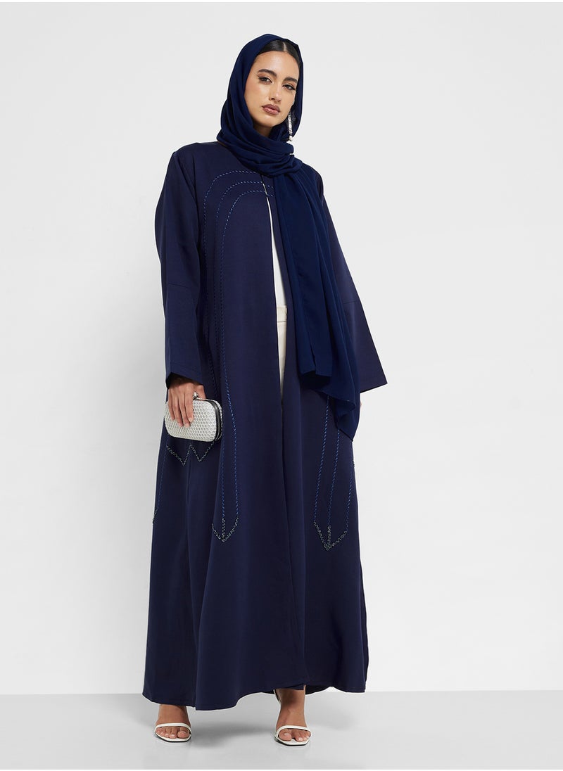 hayas closet - Embellished Abaya with Sheila - Image 1