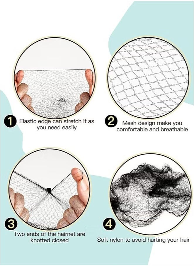Generic 60PCS Invisible Hair Nets with U-Pins - For Ballet Buns, Food Service, Wedding - Breathable Mesh & No-Slip Metal Clips  - Image 3