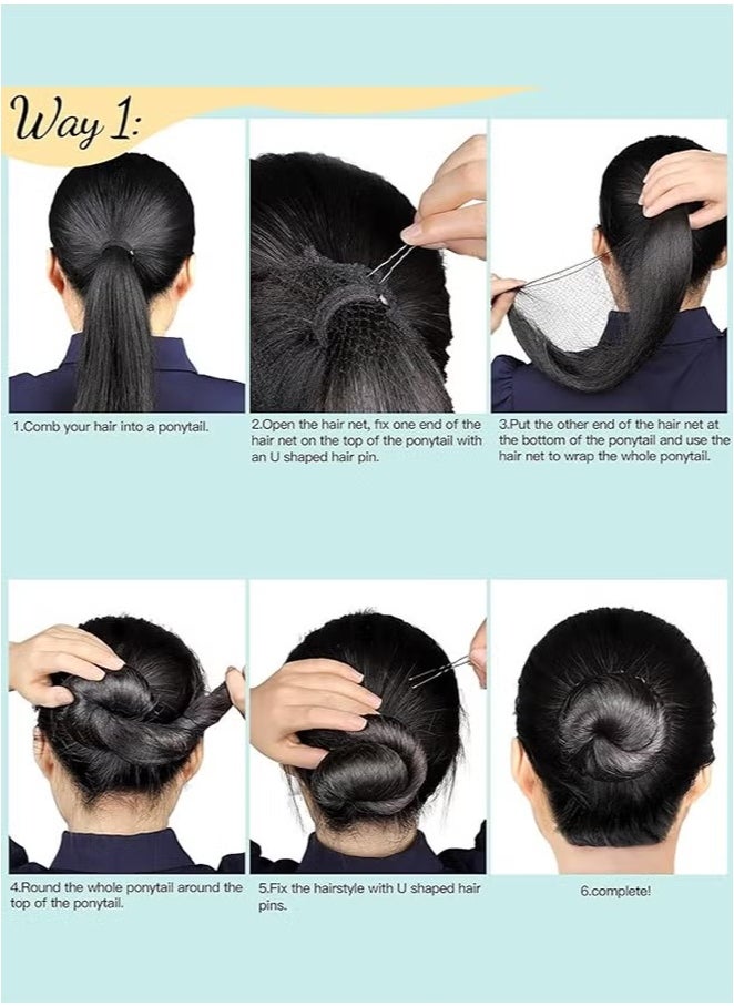 Generic 60PCS Invisible Hair Nets with U-Pins - For Ballet Buns, Food Service, Wedding - Breathable Mesh & No-Slip Metal Clips  - Image 4