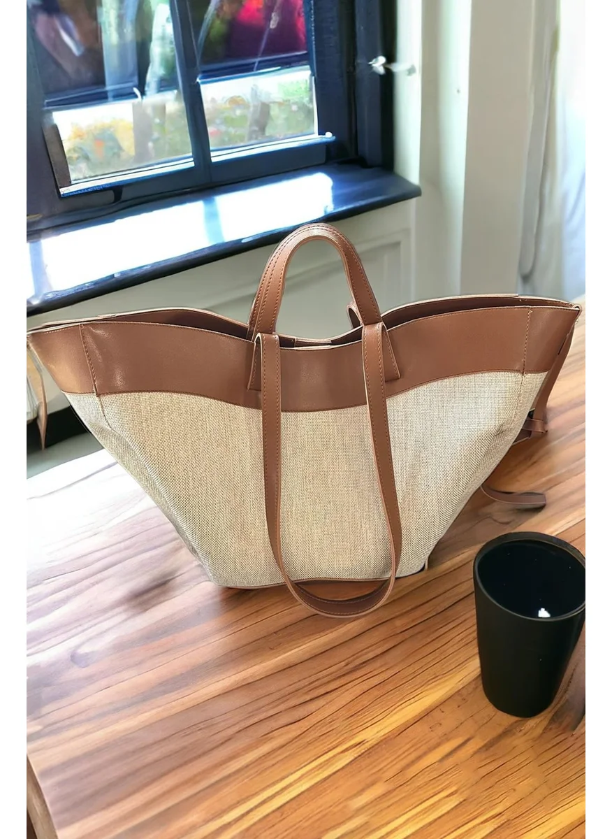 باهلس Women's Special Production Pinterest Tan Detailed Hand and Shoulder Bag