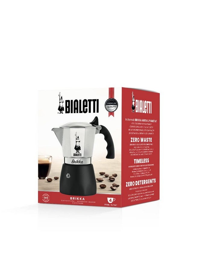BIALeTTI Bialetti - New Brikka, Moka Pot, the Only Stovetop Coffee Maker Capable of Producing a Crema-Rich Espresso, 4 Cups (5,7 Oz), Aluminum and Black  - Image 5
