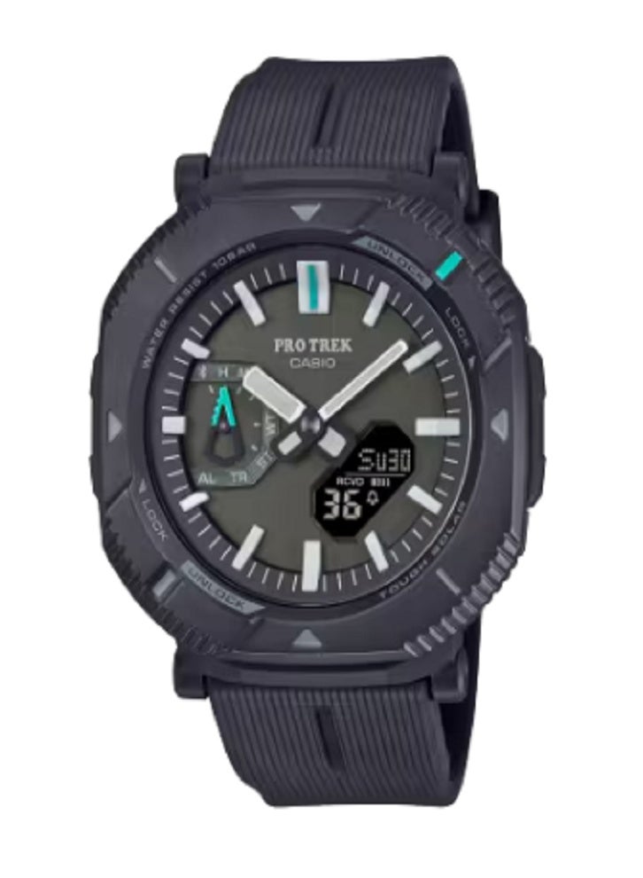 كاسيو ساعة كاسيو برو تريك PRW-3400Y الخارجية المتينة التي تعمل بالطاقة الشمسية مع مستشعر ثلاثي، وتحكم لاسلكي متعدد النطاقات 6، ومقاومة للماء حتى عمق 100 متر - راتنج أسود غير لامع - Image 1