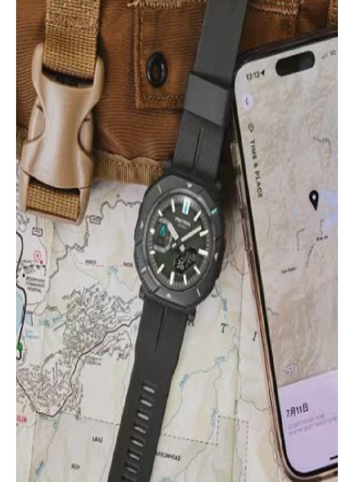 كاسيو ساعة كاسيو برو تريك PRW-3400Y الخارجية المتينة التي تعمل بالطاقة الشمسية مع مستشعر ثلاثي، وتحكم لاسلكي متعدد النطاقات 6، ومقاومة للماء حتى عمق 100 متر - راتنج أسود غير لامع - Image 3