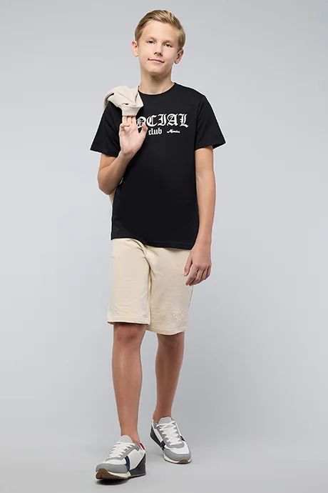 أر أند بي Printed T-Shirt with Crew Neck and Short Sleeves