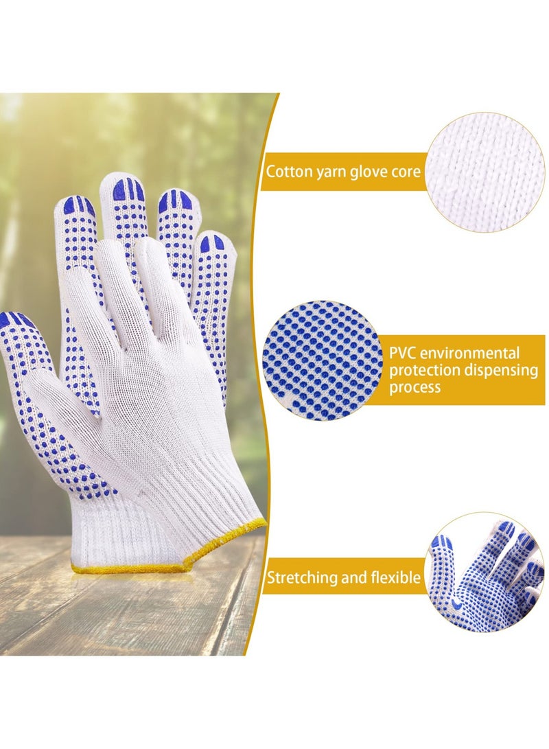 12 Pairs Working Gloves For Men Women Winter Dots Flip Resistant Grip Repairing Builder Construction Gardening Housework Skincare Stretchy Durable Gloves Warehouse Worker - Image 2