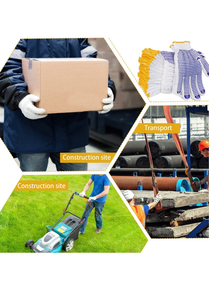 12 Pairs Working Gloves For Men Women Winter Dots Flip Resistant Grip Repairing Builder Construction Gardening Housework Skincare Stretchy Durable Gloves Warehouse Worker - Image 4