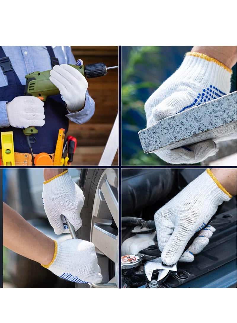 12 Pairs Working Gloves For Men Women Winter Dots Flip Resistant Grip Repairing Builder Construction Gardening Housework Skincare Stretchy Durable Gloves Warehouse Worker - Image 3