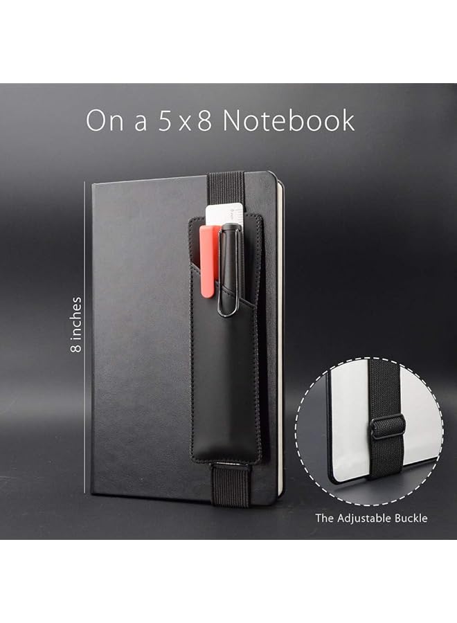 erorex Adjustable Elastic Band Pen Holder Pu Leather Pen Sleeve Pouch With Hold 3 Pens Fits Notebooks From 20 To 30Cm In Height Detachable Pencil Holder For Hardcover Journals Notebooks Planners  - Image 2