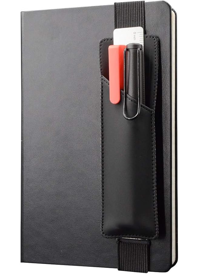 erorex Adjustable Elastic Band Pen Holder Pu Leather Pen Sleeve Pouch With Hold 3 Pens Fits Notebooks From 20 To 30Cm In Height Detachable Pencil Holder For Hardcover Journals Notebooks Planners  - Image 1