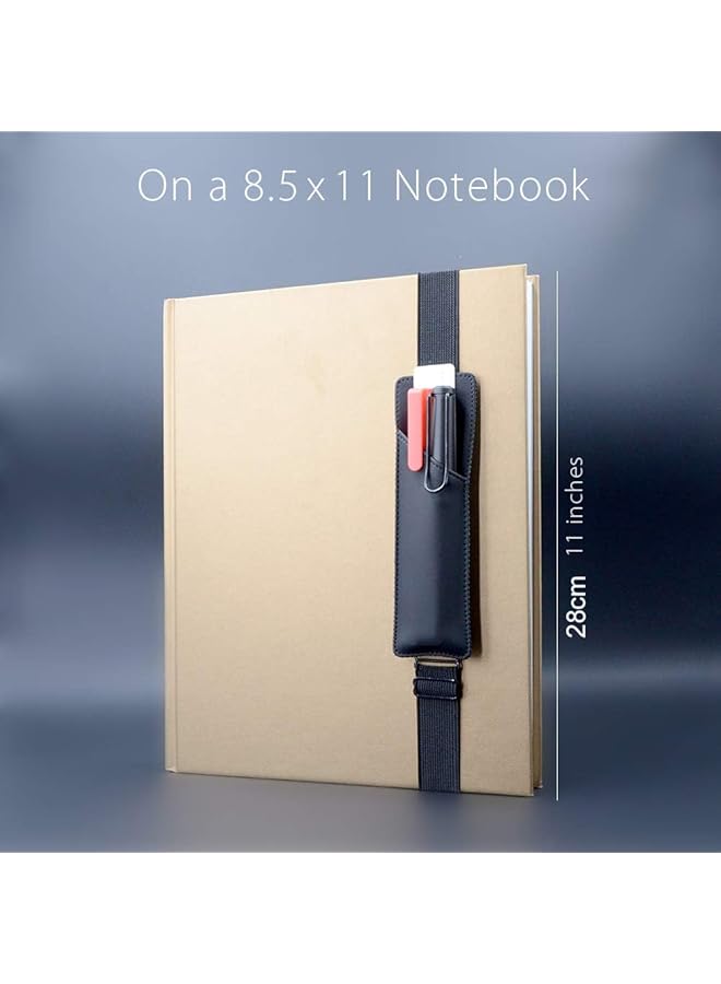 erorex Adjustable Elastic Band Pen Holder Pu Leather Pen Sleeve Pouch With Hold 3 Pens Fits Notebooks From 20 To 30Cm In Height Detachable Pencil Holder For Hardcover Journals Notebooks Planners  - Image 4