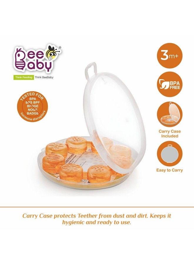 Beebaby Ring Shape Teethers For 6 To 12 Months Bpa Free. Cooling Water Filled Baby Teether Soft Teething Toy For Babies With Carry Case Soothes Gums And Easy To Grip (6 Months+) (Ring Orange)  - Image 3
