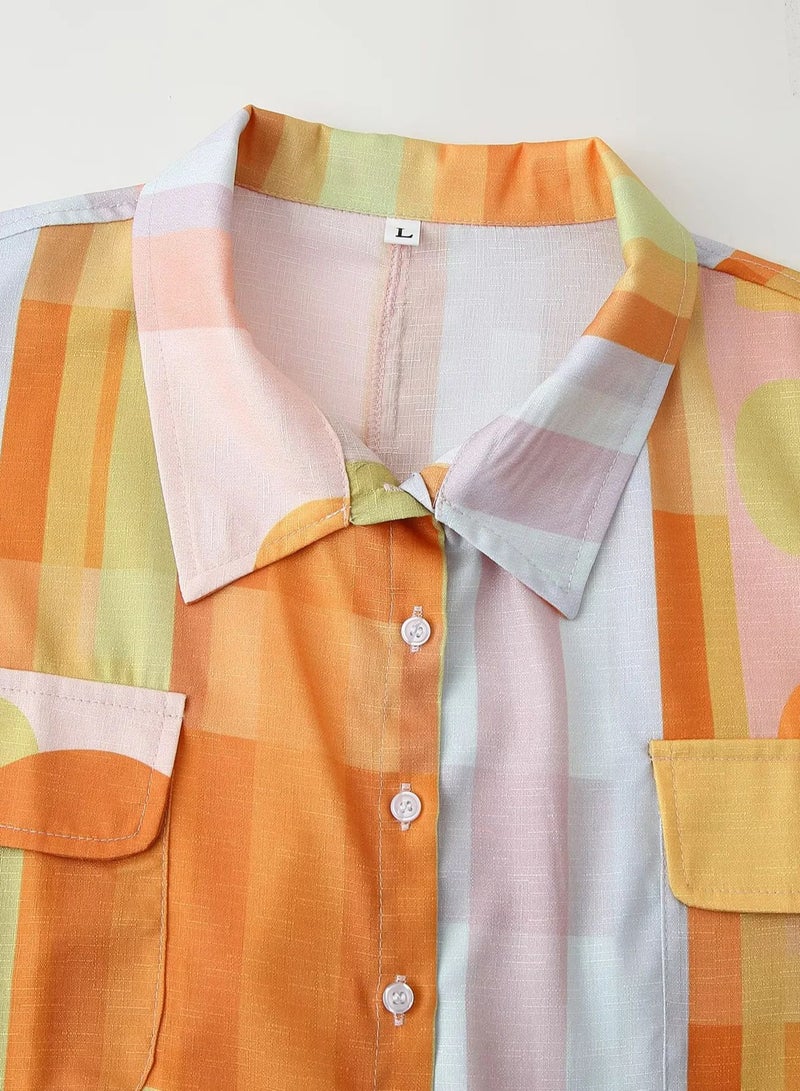 Shougu Printed Short Sleeved Shirt And Shorts Set  - Image 4